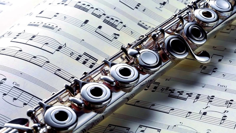 Flute with sheet music