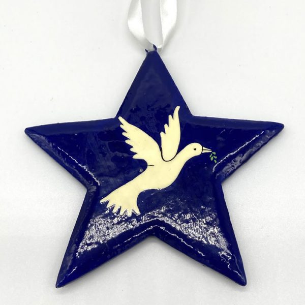 Fair trade hand painted blue Star-Dove decoration