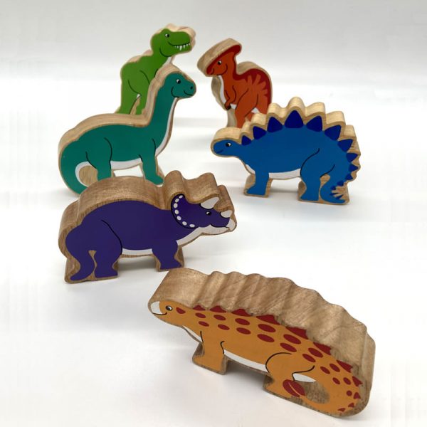 Group of dinosaurs fair trade wooden toy 42a