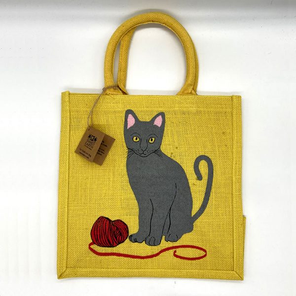 Jute bag cat with wool 3