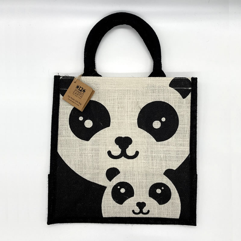 Fair Trade Jute Shopping Bag: Panda & baby | Southwell Minster