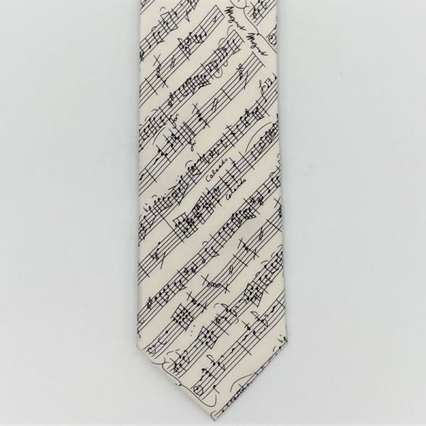 white manuscript tie