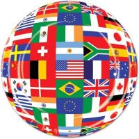 A globe of flags