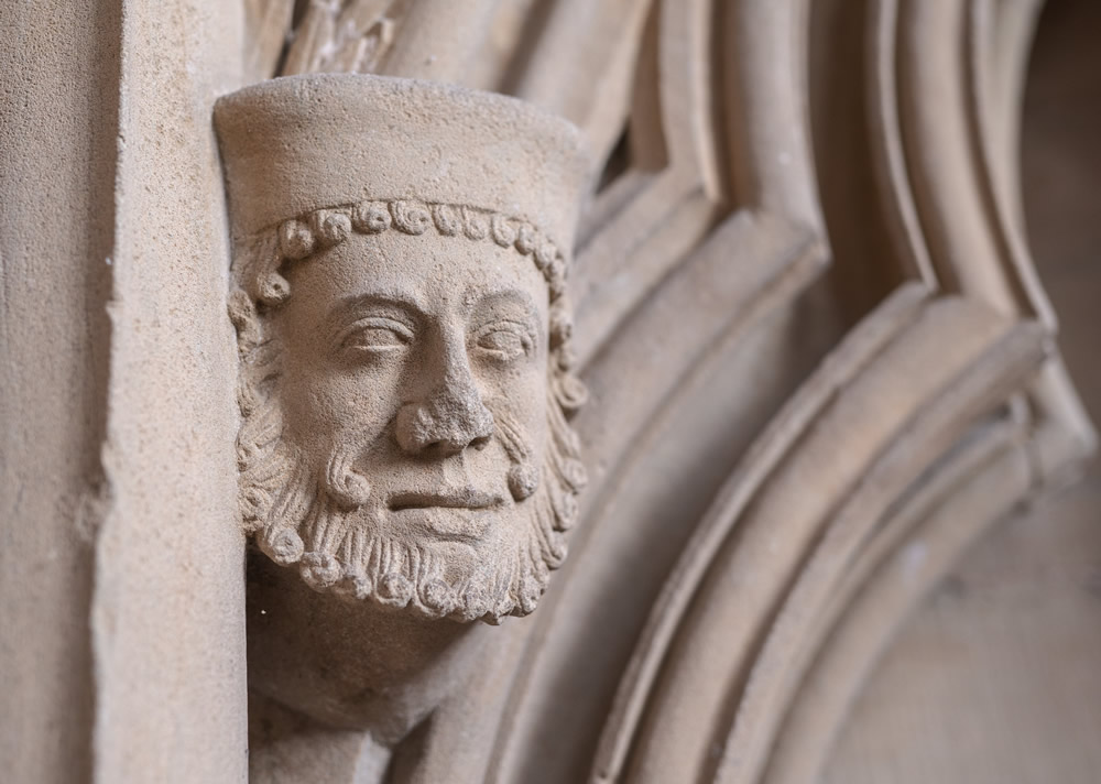 Carving of a Master Mason in the Chapter House at Southwell Minster