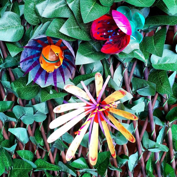 Flowers made from upcycled plastics